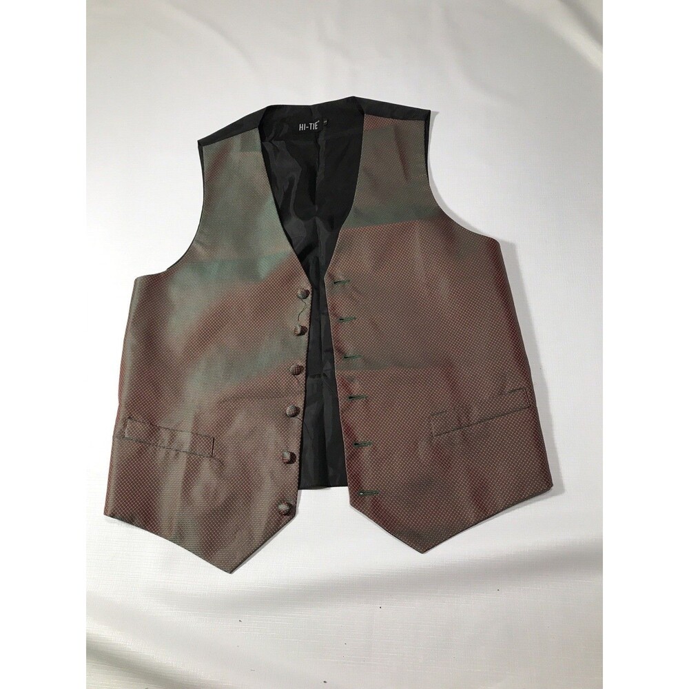 HI-TIE Formal 100% Silk Vest Mens Waistcoat XL Size Small